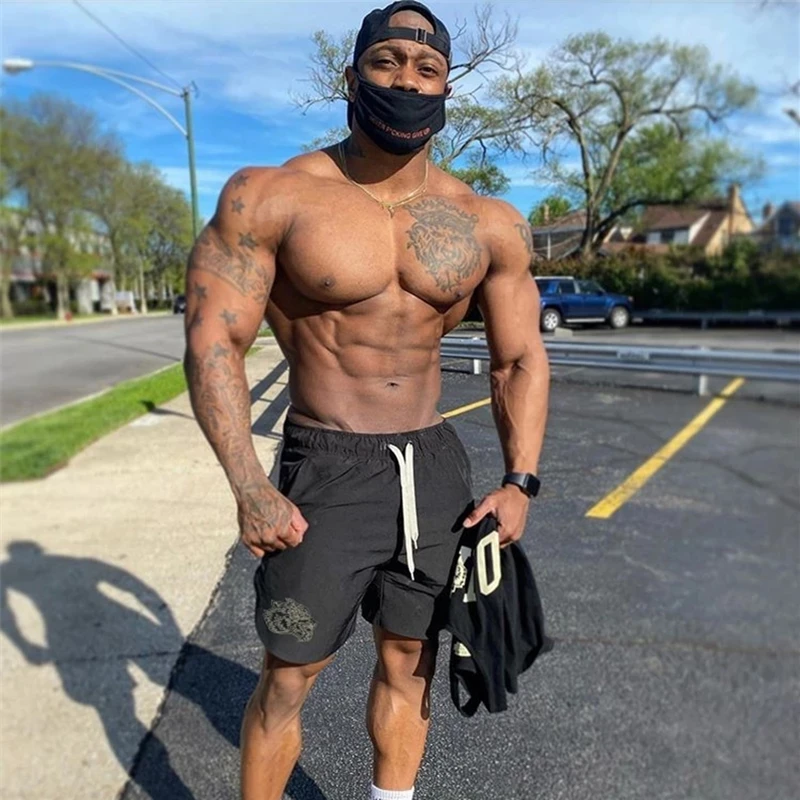 Breathable  Men Shorts Darc Wolves Sports Short Fitness Workout Quick Dry Mesh Shorts Training Running Shorts Sportswear Jogger