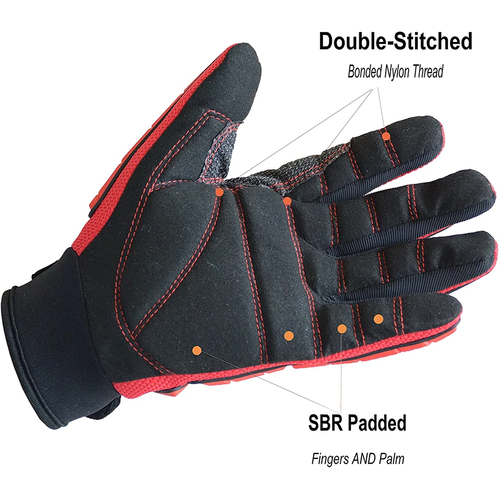 Custom Made Anti Slip Cut Resistant Anti-vibration TPR Mechanic Safety Work Impact Gloves leather mechanical glove 5 layer