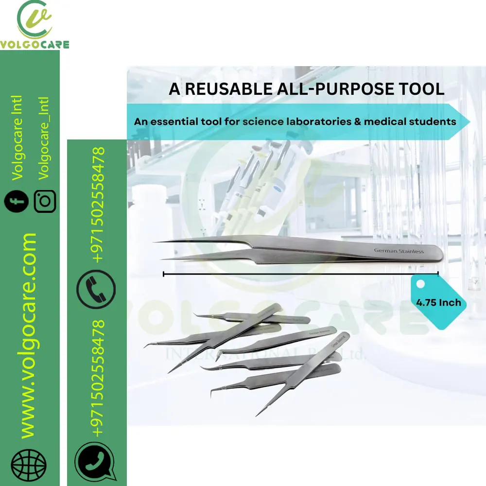 High Precision Surgical Lab Forceps Fine Point Tweezers For Microscopic Tasks Multipurpose Tool Straight + Angled Tips Medical