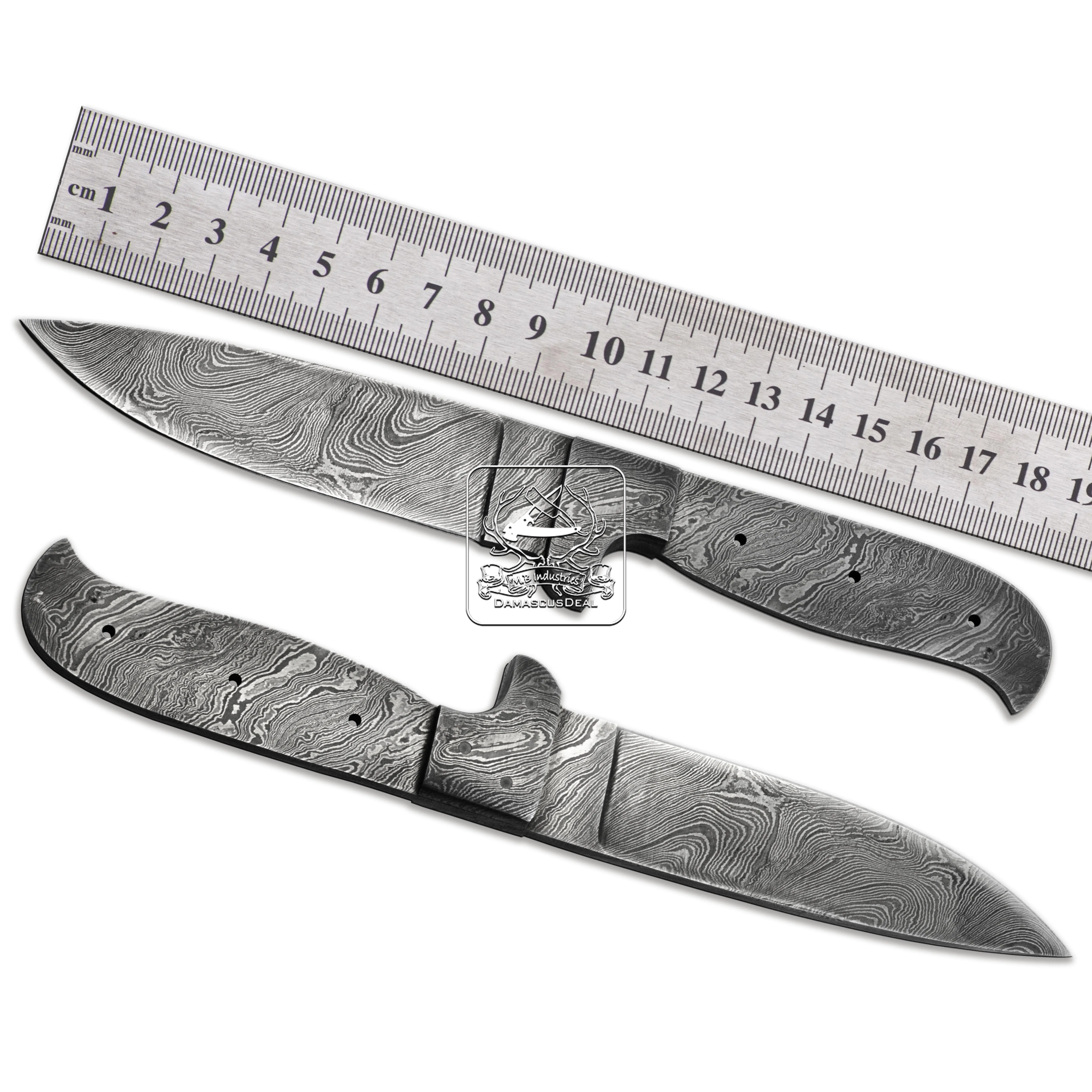 Damascus Steel Knife Blade Blanks DD-BB-1546 Handmade Wholesale Bushcraft Hunting Knife 192 Layers Twist Ladder Raindrop