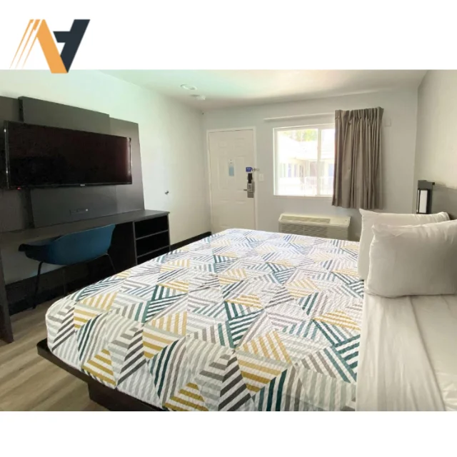 Motel 6 hotel interior project. bedroom interior design. Solid wood material. American and European standards.