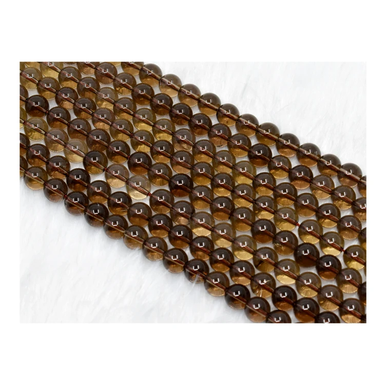 Indian Exporter of Good Quality Glossy and Smooth 12mm Smoky Quartz Gemstone Round Loose Beads at Factory Price