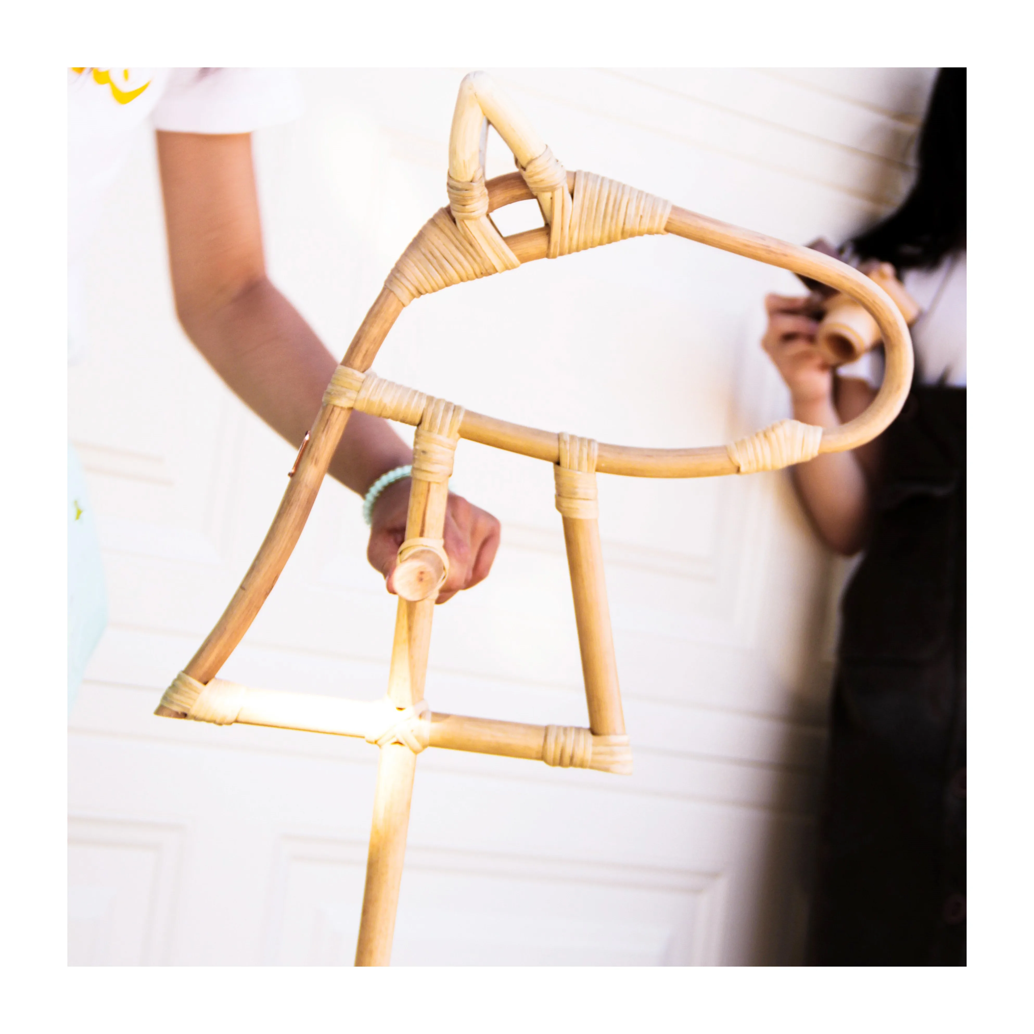 Best selling rattan hobby horses made in Vietnam eco friendly horse riding stick toys for boys and girls