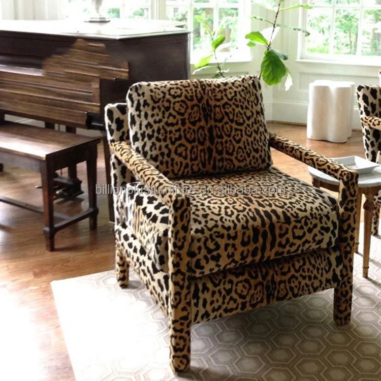 New design Leopards embroidery pattern fabric Italian luxury villa single sofa accent lounge chair