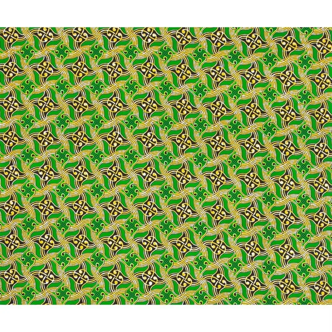 Green 100% Cotton Block Print Africa Wax Fabric Ankara Wax Prints Gold Super Fabric African Wax Print