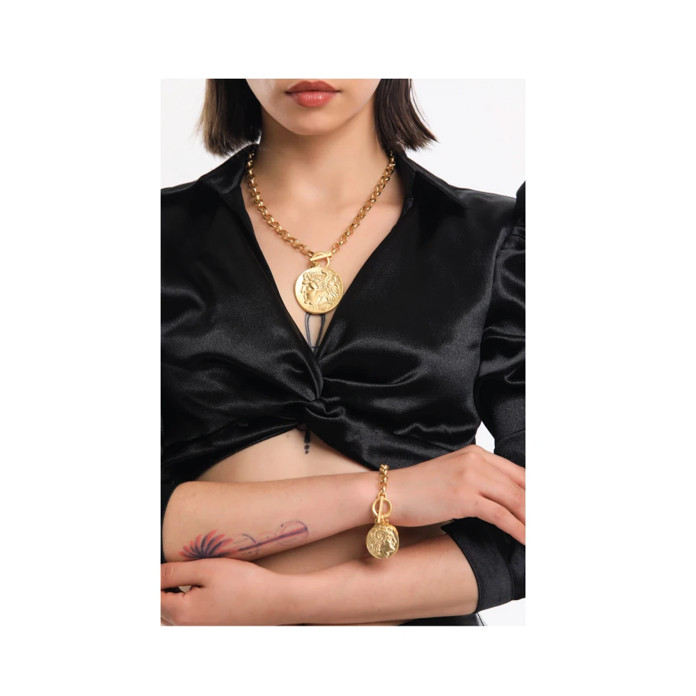 Gold  Plated Lucy Coin Necklace And Bracelet Design High Quality Statement  Necklace  Religious Jewellery  Gold Plated Necklace