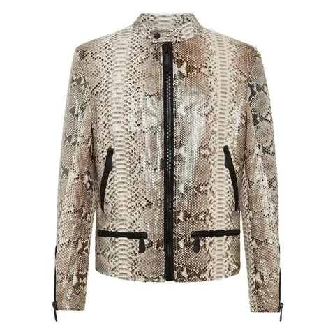 New Leather Exotic Python Designed Jacket Unisex Snake Style Leather Wholesale Genuine Cowhide Fashion Leather Jackets