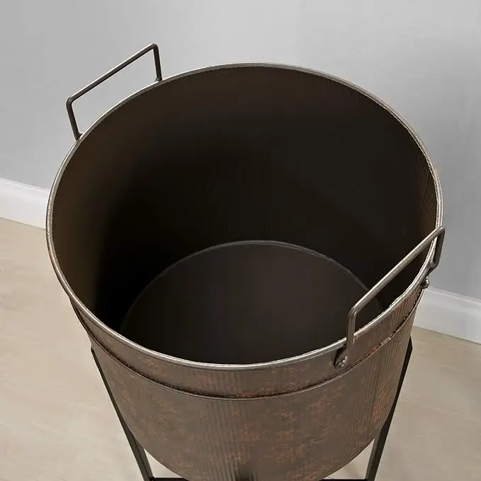 Galvanized Beverage Tub with Black Stand farmhouse Trough Outdoor Planter