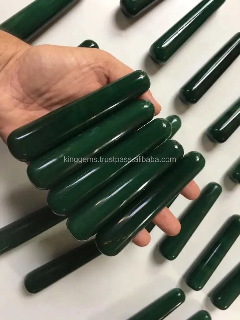 WHOLESALE NATURAL HEALING CRYSTAL GREEN JADE MASSAGE WAND WOMEN YONI MASSAGE HEALING STONE DILDO GREEN GEMSTONE SMOOTH WAND