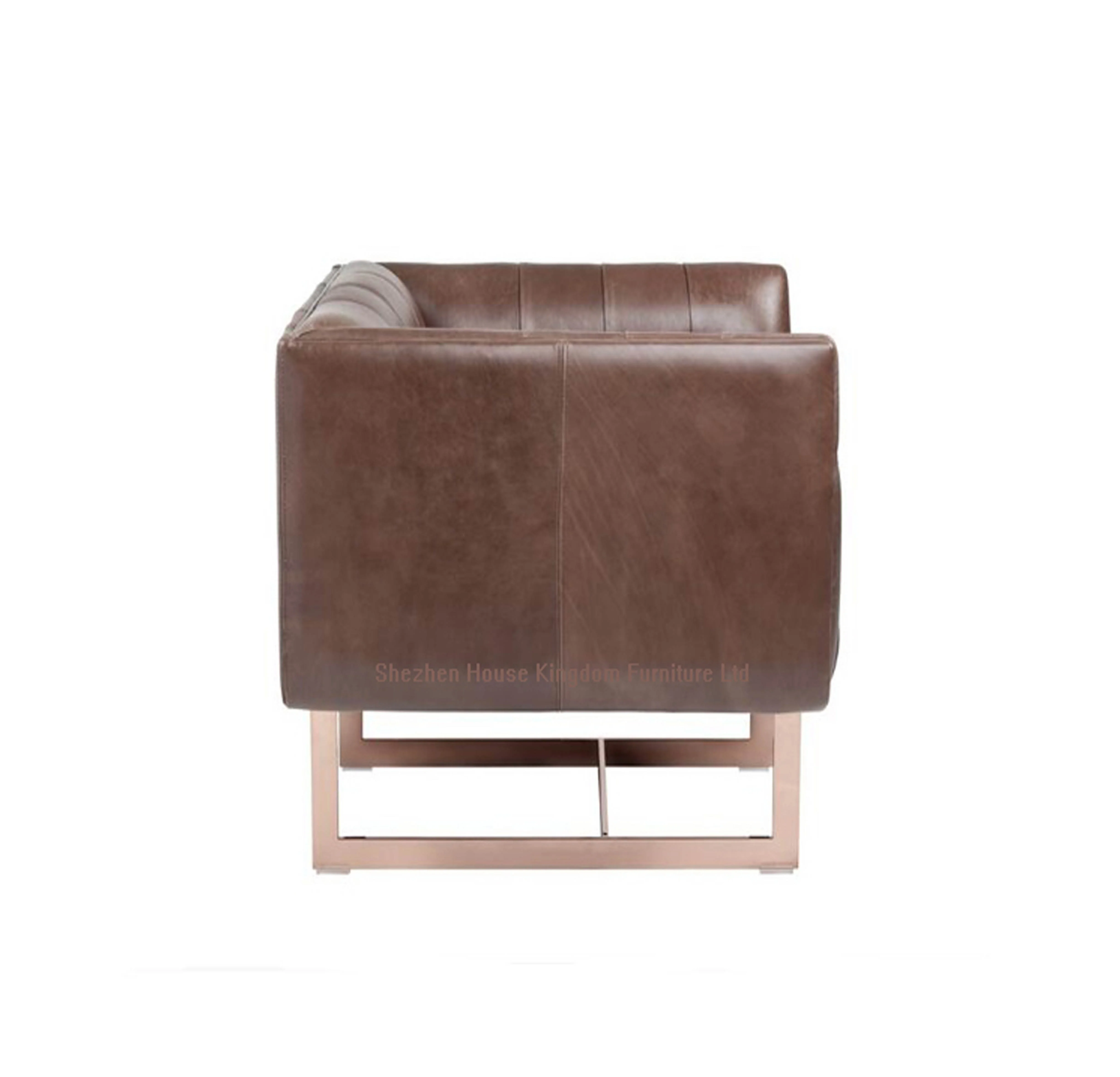 Modern Design 100% Pure Leather Wide Genuine Leather Top Grain Leather Armchair