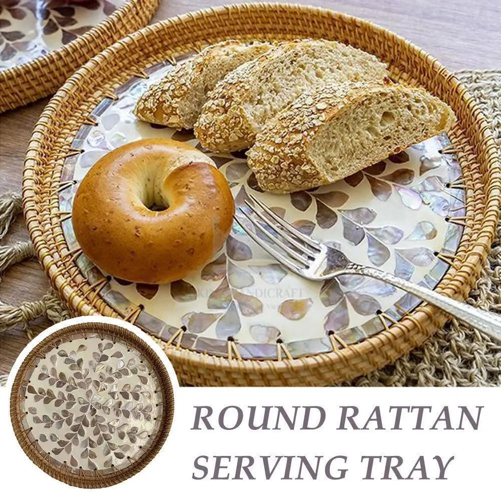 Rattan Tray with Inlay Mother of Pearl Rectangle Shape From Vietnam Handmade 100%  Best Seller 2023