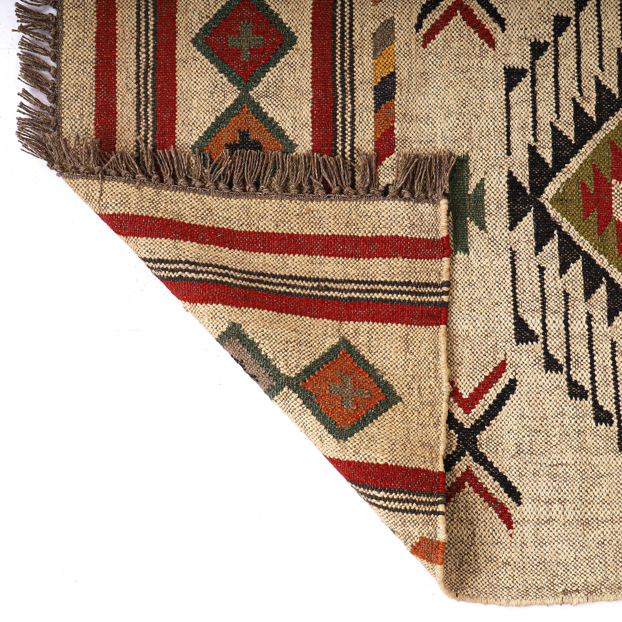 Handwoven Natural Jute Kilim Rugs Bohemian Turkish Design Wool Jute Rugs Home Decorative Custom Size India Room Door Decoration