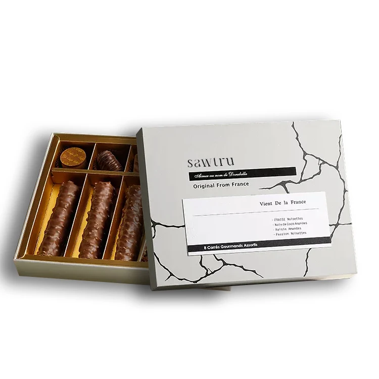 Plain Ivory Crack Cardboard Gift Box Chocolate Gift Box for Birthday with dividers