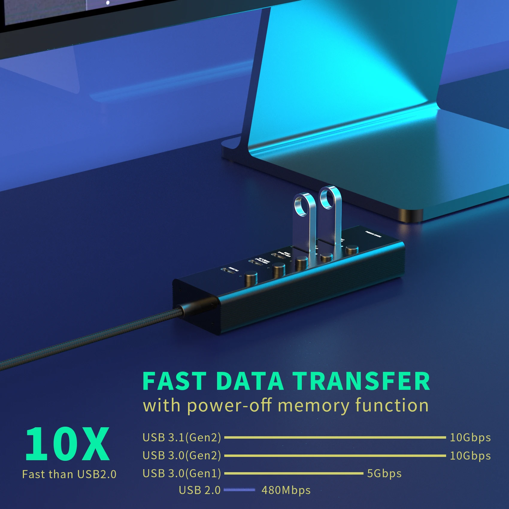 6 in 1 aluminium usb c hub HD 4K 8K 3*Type-c 2*USB-A PD 100W data transfer power charge video output type c hub for laptop
