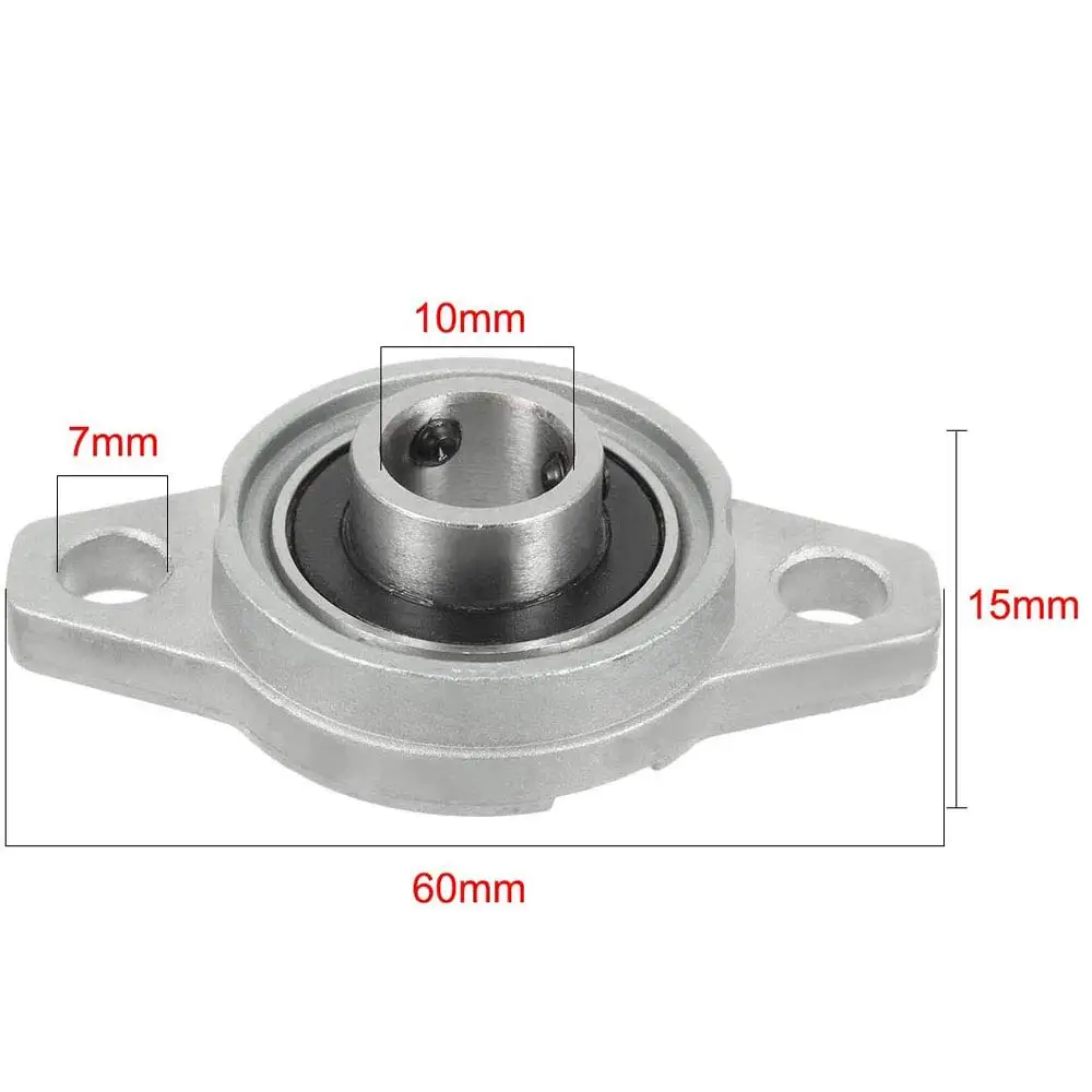 KFL002 Pillow Block Bearing 12mm Diameter Mounted Zinc Alloy Rhombic Bearing Housing Self-aligning Flange Bearing