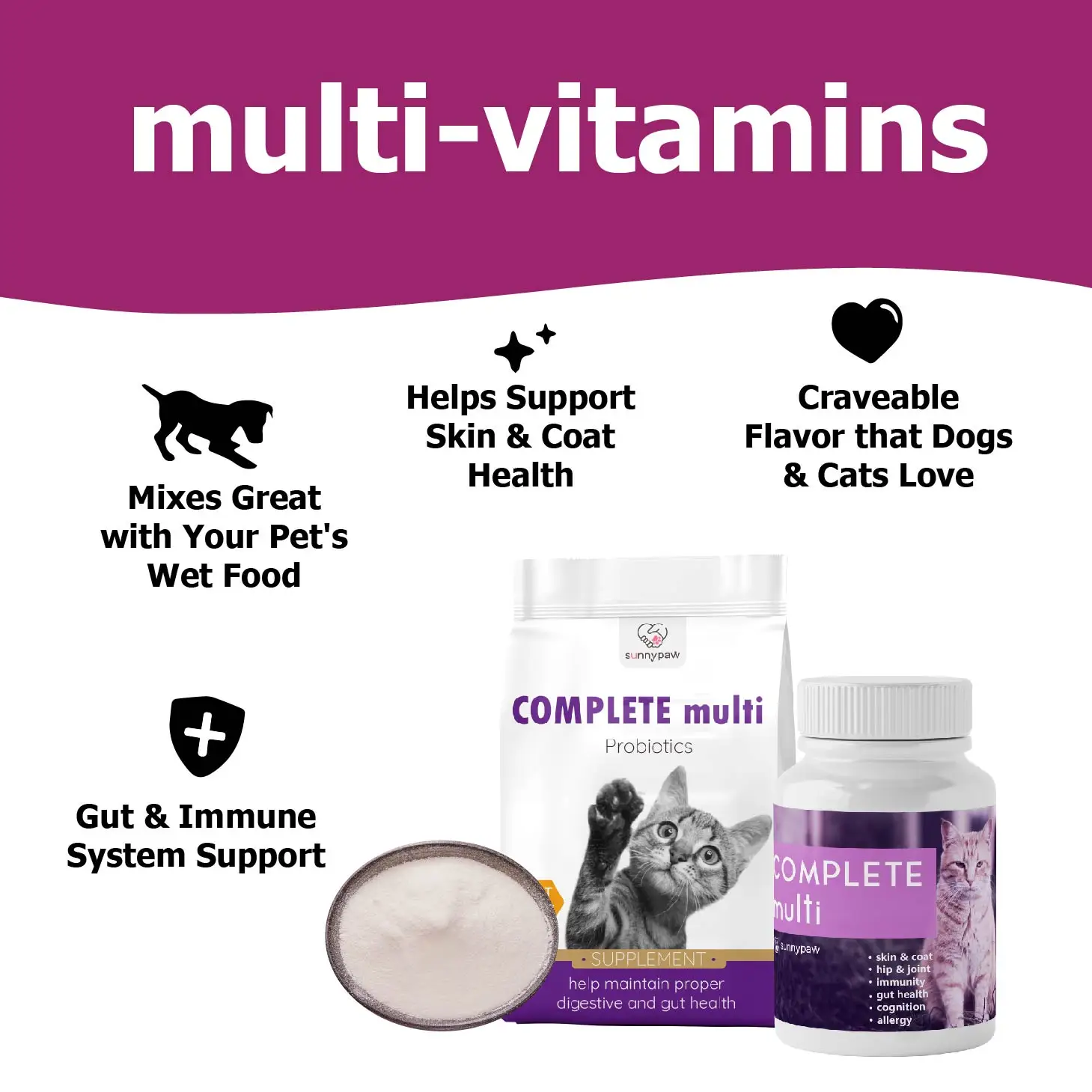 Pet Vitamins Supplement 15-in-1 Multivitamin Chews Immunity Digestion Joint Heart Health Supplements Powder For Dogs Cats 30 Pcs