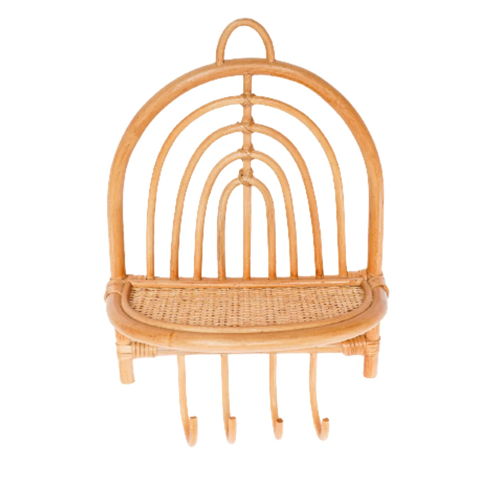 Newest design hot sale rattan wall hanging shelf decor natural color made in Vietnam