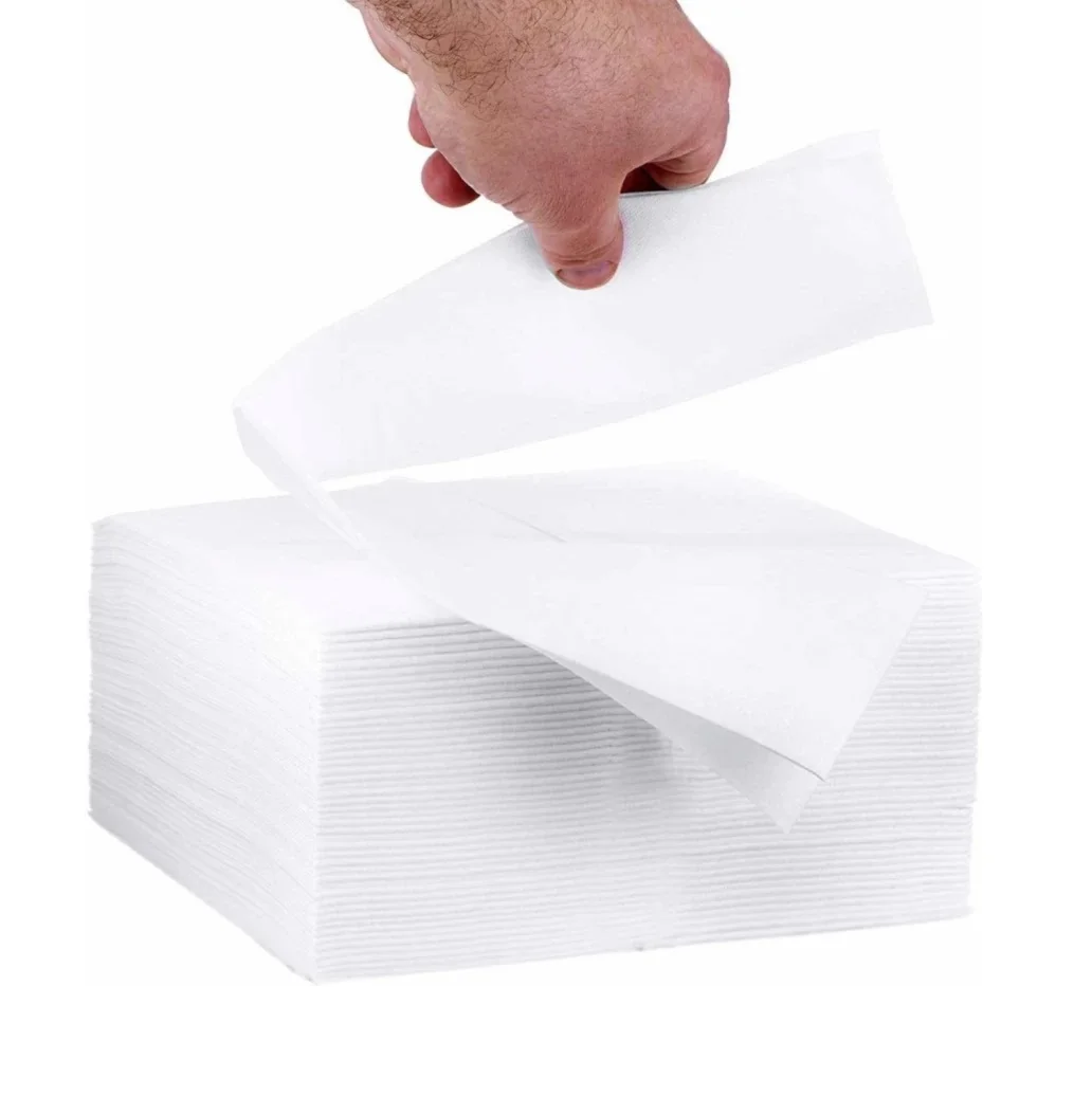 Bulk Quantity Double Ply Restaurant and Bar Essential Double Ply White Napkin Tissue for Sale from India