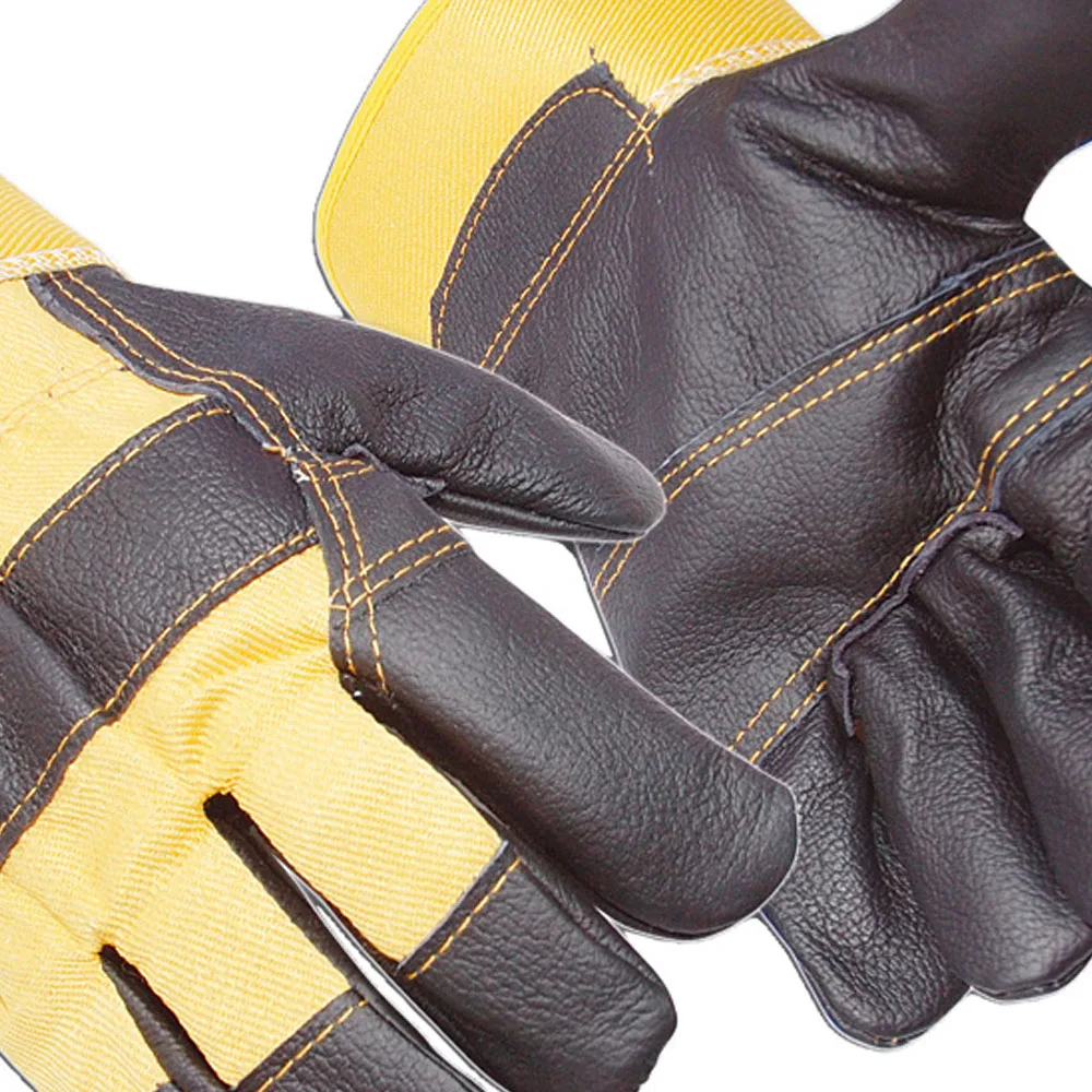 Furniture Rigger Gloves Safety Work Gloves Breathable Leather with Cotton Liner Rubberized Cuff Construction Use Made Pakistan