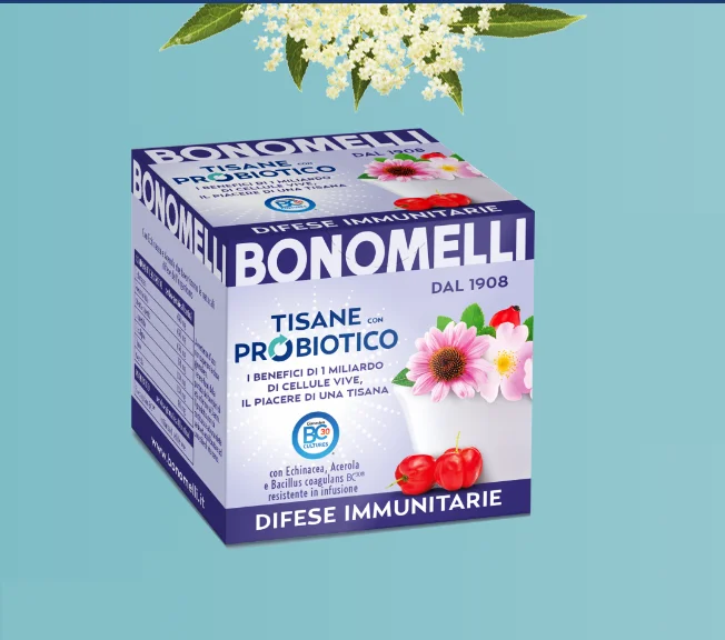 Высококачественный Итальянский натуральный травяной чай с пробиотиками Bonomelli 10 пакетиков в чайной коробке для иммунитной системы и процветания