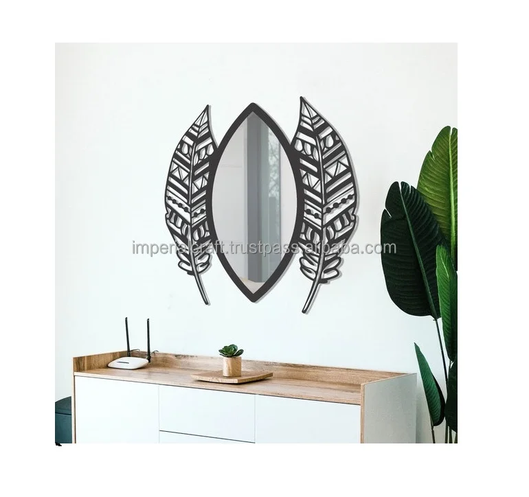 new top selling home decor metal wall mirror frame new leafy design wall hanging mirror frame for home & hotel