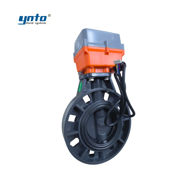 YNTO 24V 12V 220V 230V on/off Butterfly valve DC AC stainless steel UPVC valve