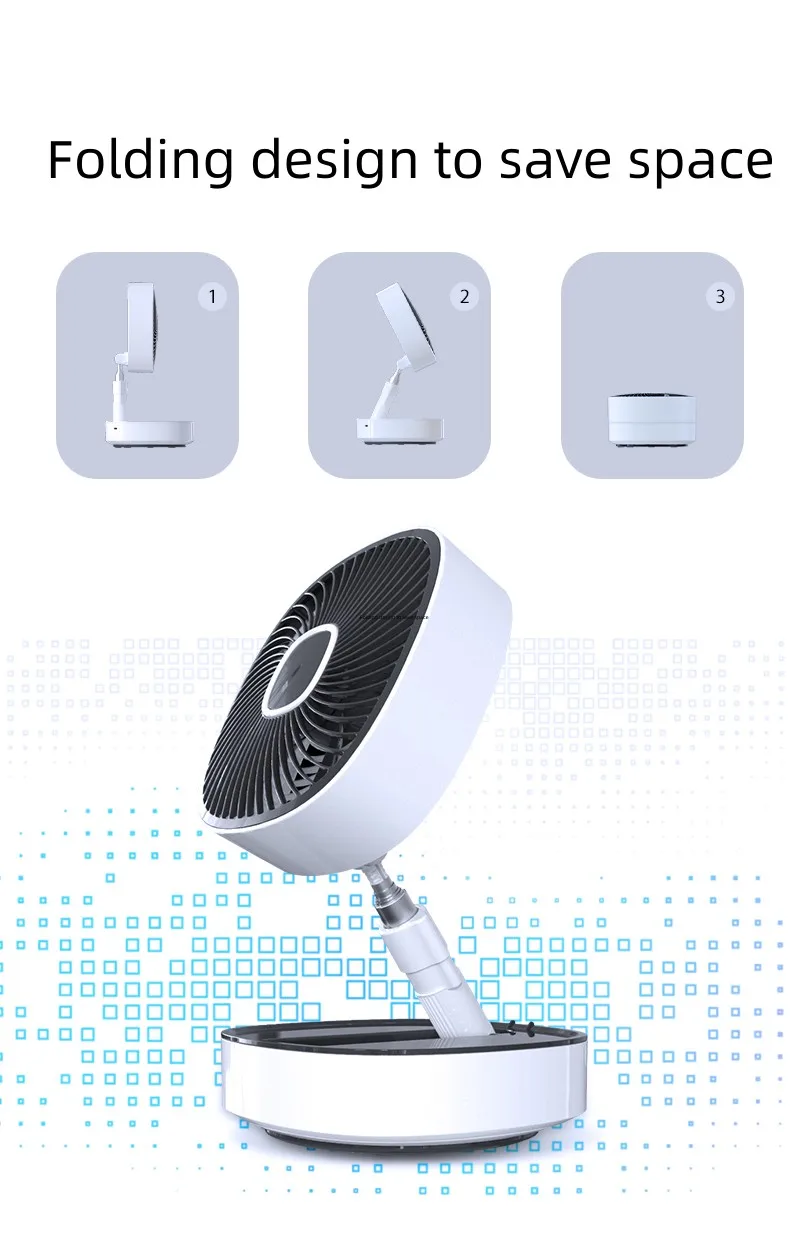 Вентилятор с зарядным устройством, офисный уличный Настольный телескопический складной USB-вентилятор с вращающейся головкой и ночным освещением
