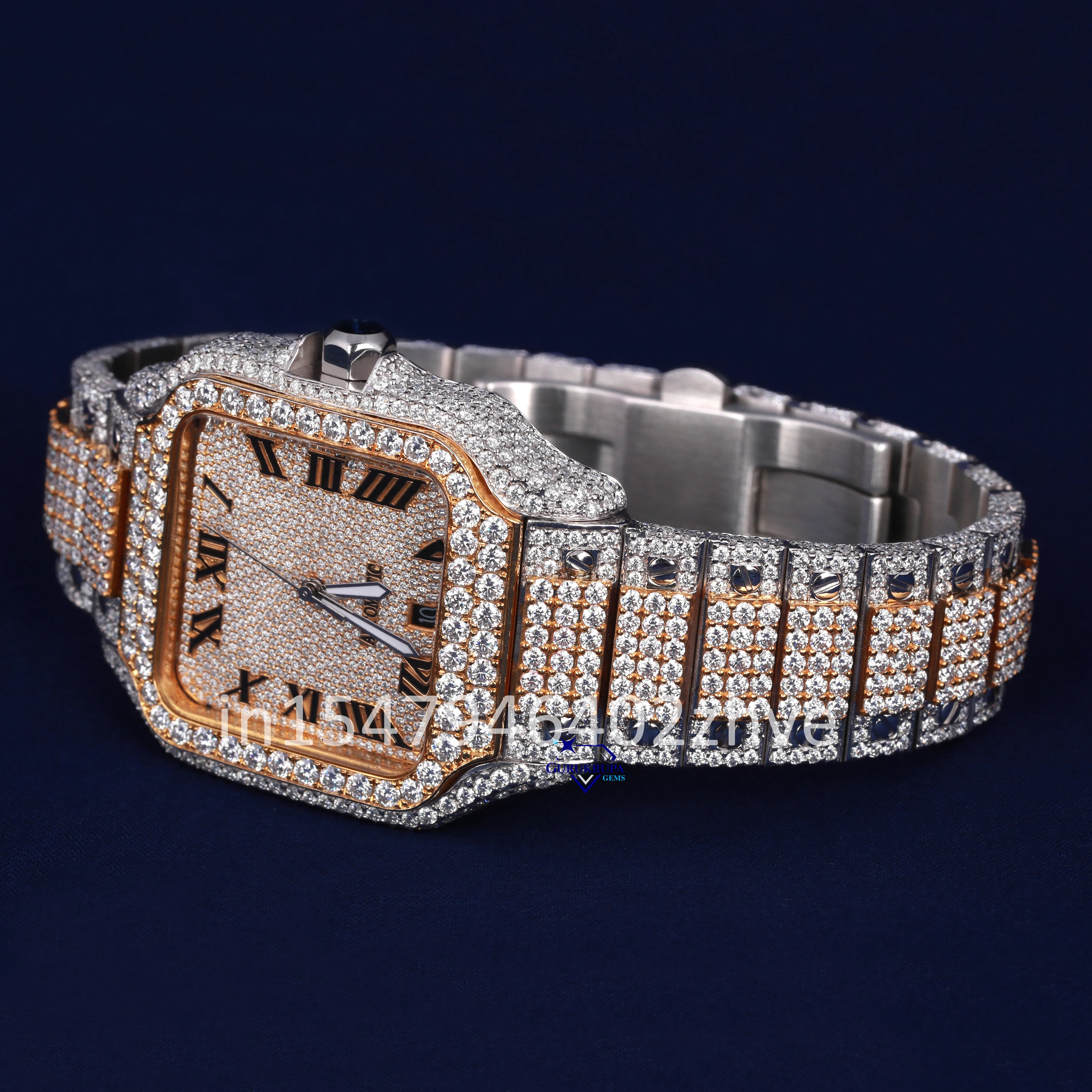 Stunning watch with natural diamonds roman numerals vvs clarity and a stainless steel frame exudes luxurious elegance