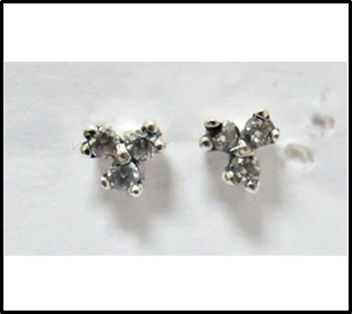 Silver 925 Three Ston Stud Earrings Design Jewelry Wholesale Factory in Thailand