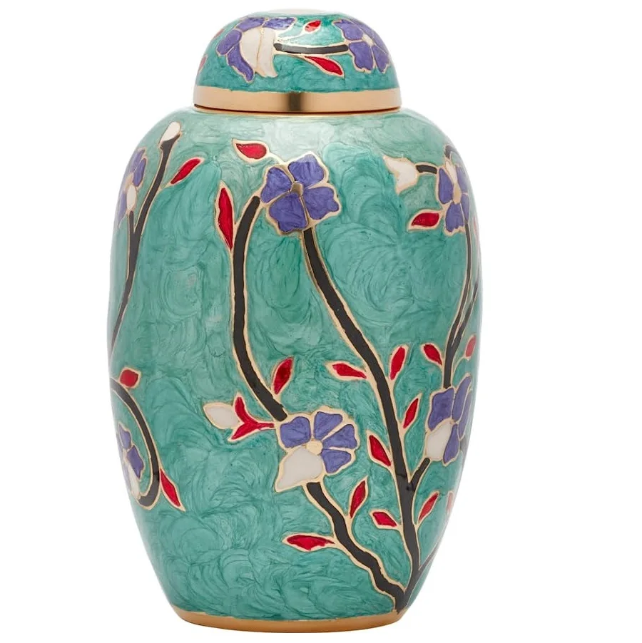 Cremation Urn  Flower Funeral Urn for Human Ashes Burial urn with Lacquer Finish 100% Brass  Flora Cream Available In Low Prices