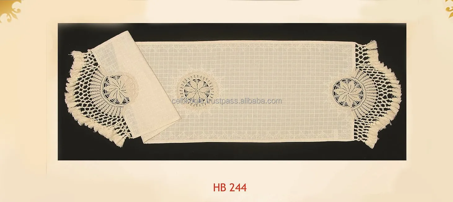 Luxury Cloth Tablecloth with Lace Detail Best Price Runner for Home Use Wholesale Worldwide Shipping