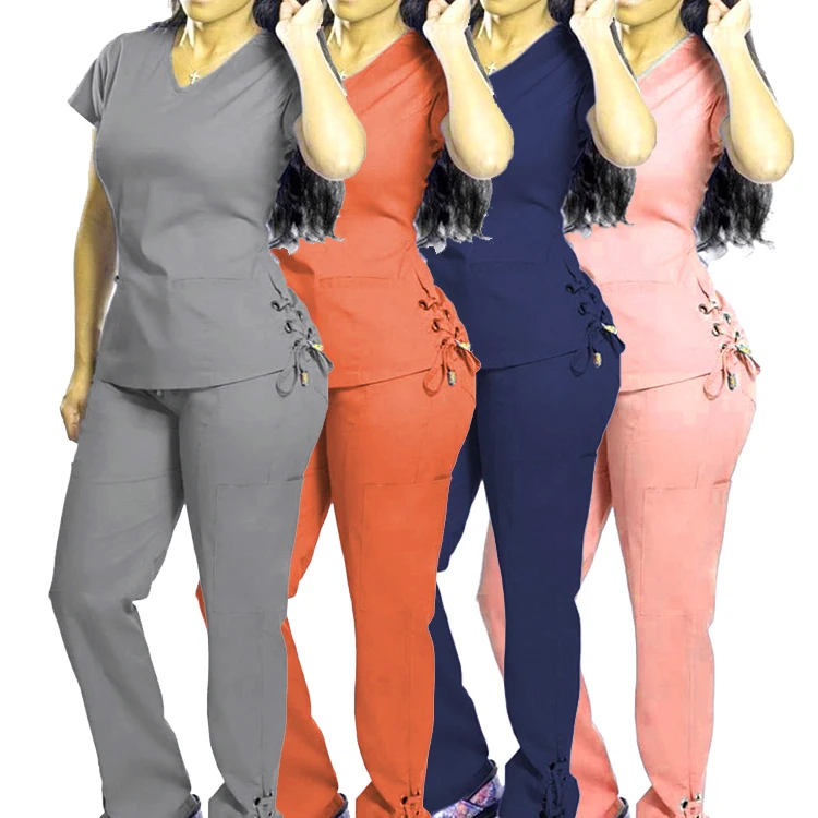 Hospital Wholesale Custom Scrubs Uniforms Nurse Design Short Sleeve Nursing Scrubs Women Stylish Medical Scrubs Uniforms Sets