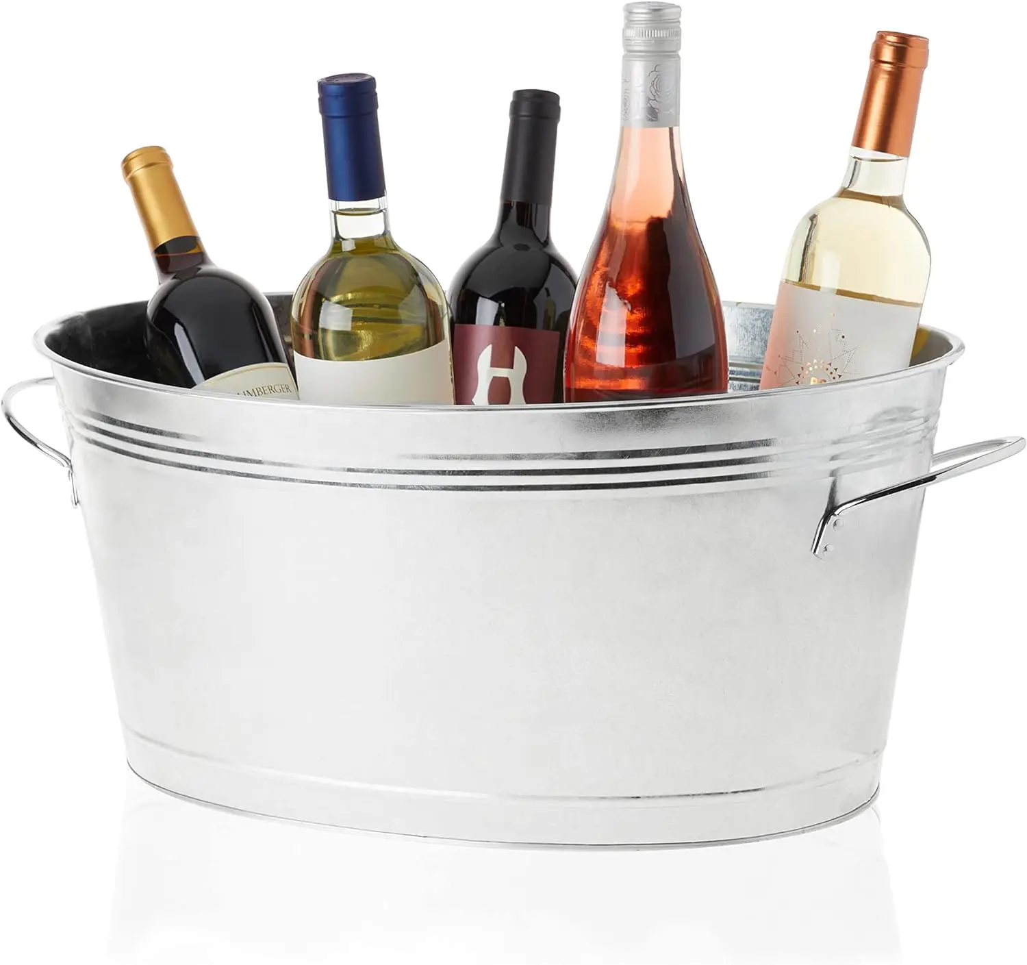 WB INC Galvanized Ice Bucket Bottle Tubs & Buckets Cooler Ice Container for Party, Stainless Steel Bucket Wine Chiller