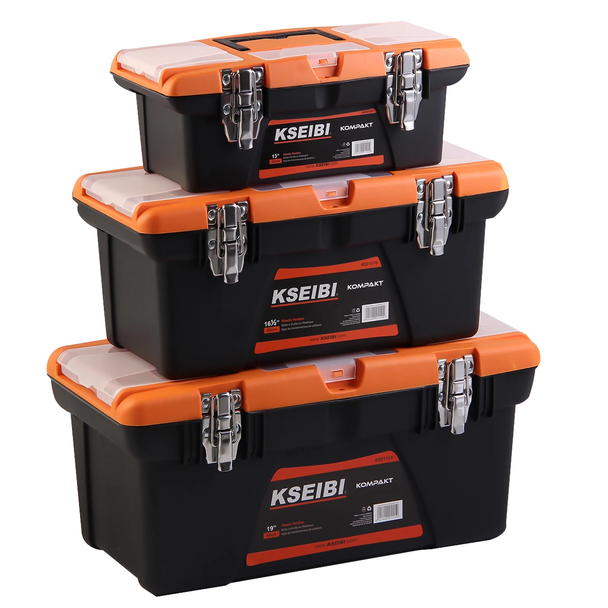 KSEIBI High Quality Plastic Tool Box Set Steel Lock/3-PC To Store The Tools