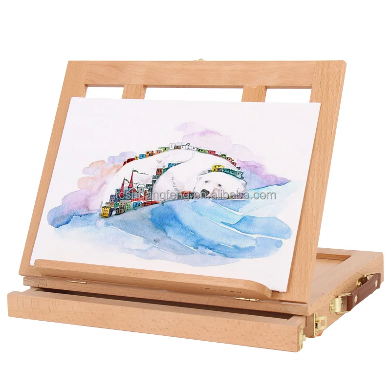 Shuangfeng-Tabletop Easel Portable Wooden Art Easel na may Storage Drawer Adjustable Tabletop Easel