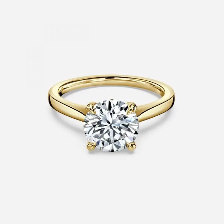 18K Gold IGL Certified DEF Color 1.5 TCW and 7.33 Grams VVS1 Round Brilliant Cut Moissanite Diamond Ring for Engagement