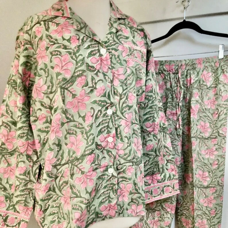 High Quality Cotton 2 Piece Set Home wear Sleep Pajama for Women summer Short Sleeves pajamas set