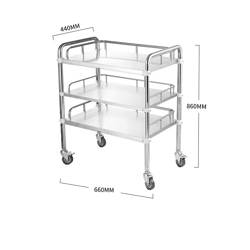 Mobile Medical Multifunction Cart Treatment Stainless Steel Hospital Trolley
