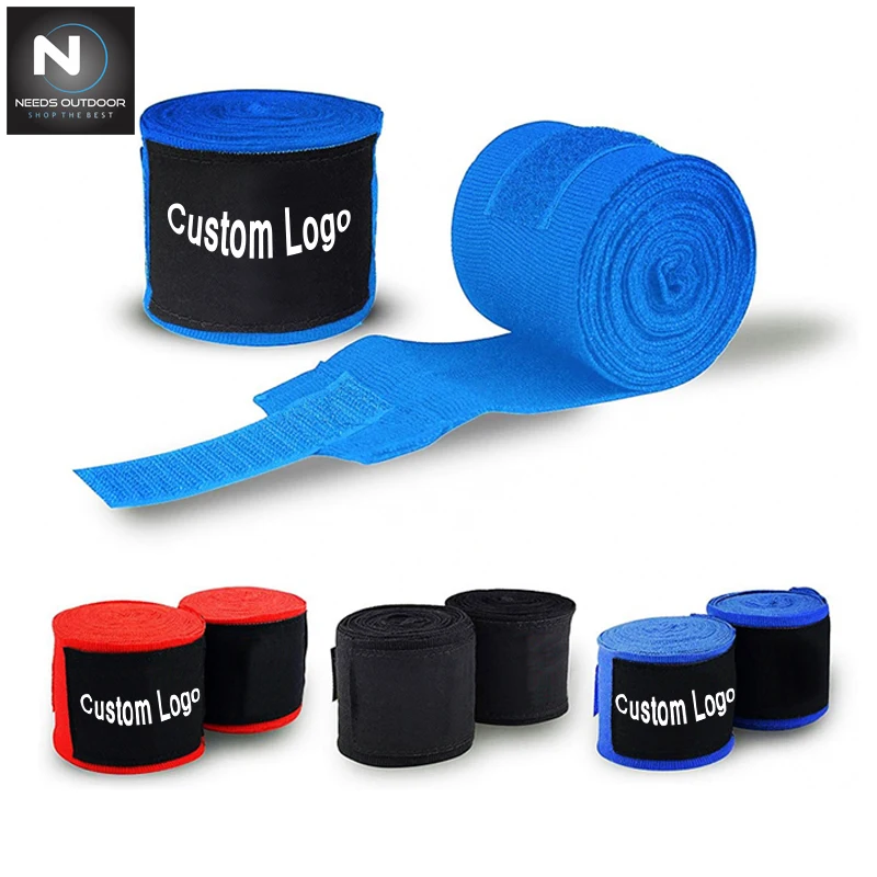 Custom Logo Low Price Inner Fitness Elastic Easy Cotton Tape Boxing Hand Wraps By NEEDS OUTDOOR