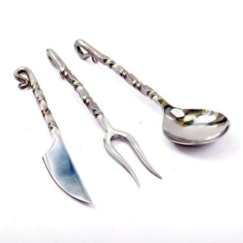 Outdoor Viking Cutlery Set Best Selling Medieval Spoon Fork cutlery Set Hand Forged cutlery Set Spoon Fork