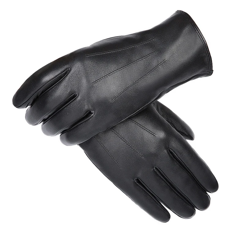 High Quality Fashion Genuine Goat Skin Leather Gloves Full Finger Men Car Driving PU Leather Gloves