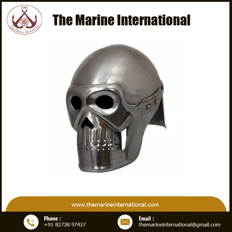Best Quality Medieval Skeleton Armour Helmet Custom Printed Iron and Steel Model Antique Style Technique Printing