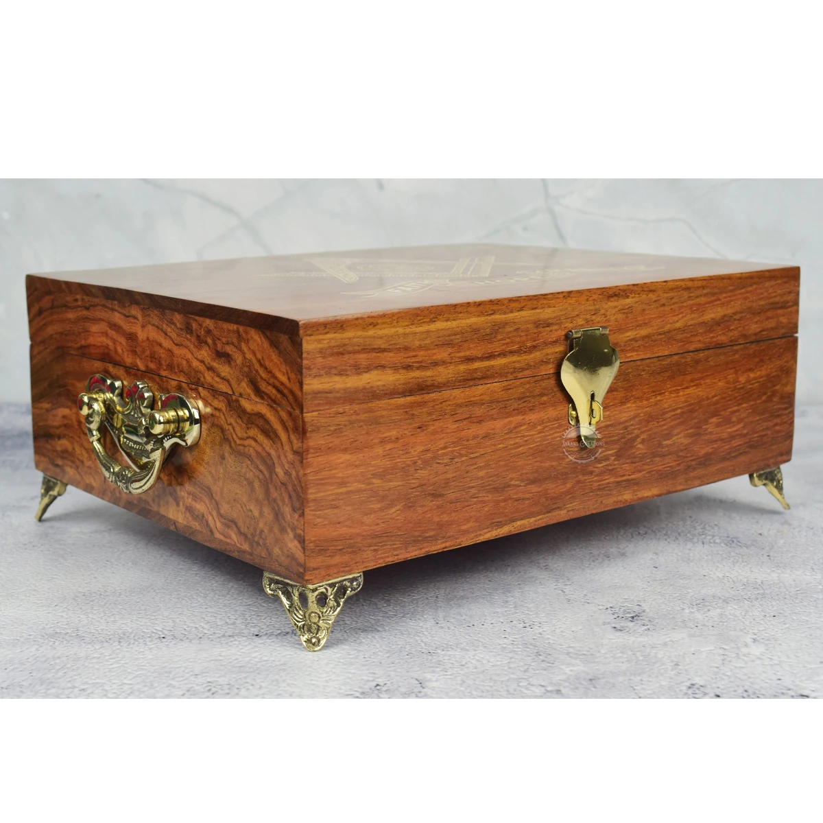 Luxury Roosewood Wooden Masonic working Tools set Wooden Wooden-Plumb-Square-and-Rule-with Golden Trowel with THE MASON LOGO