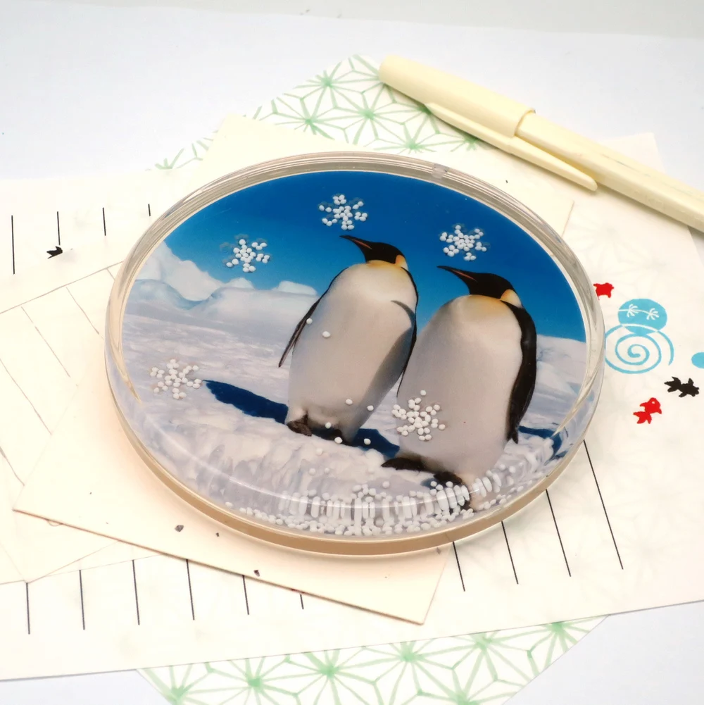 Crystal Look 4-inch drink Coaster, make a Fun to rotate,Christmas gift, snow,Penguin,Winter,Snowflake