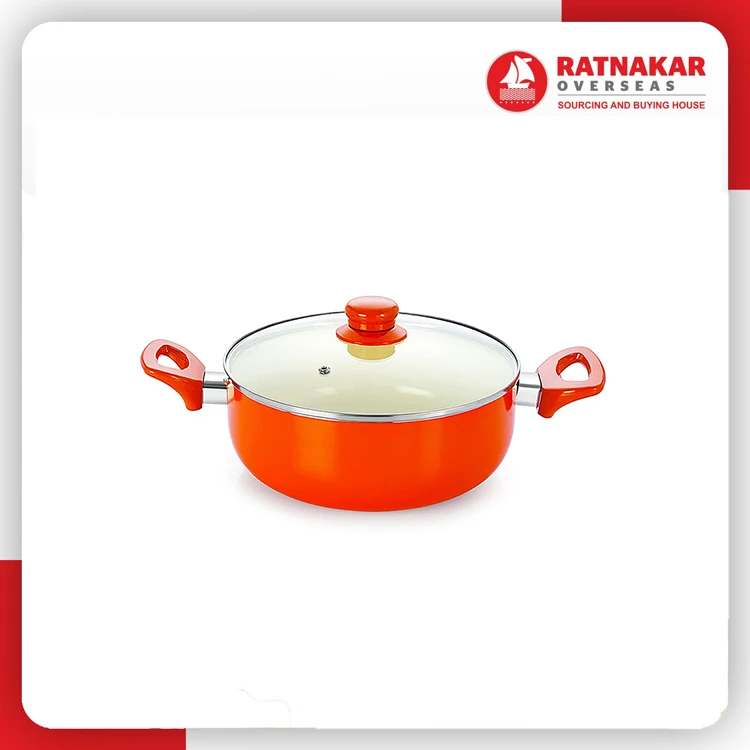 2024 Hot Selling Stainless Steel Kadai Induction Friendly Healthy Ceramic Coated Cookware Kadai With Lid For Sale At Best Price