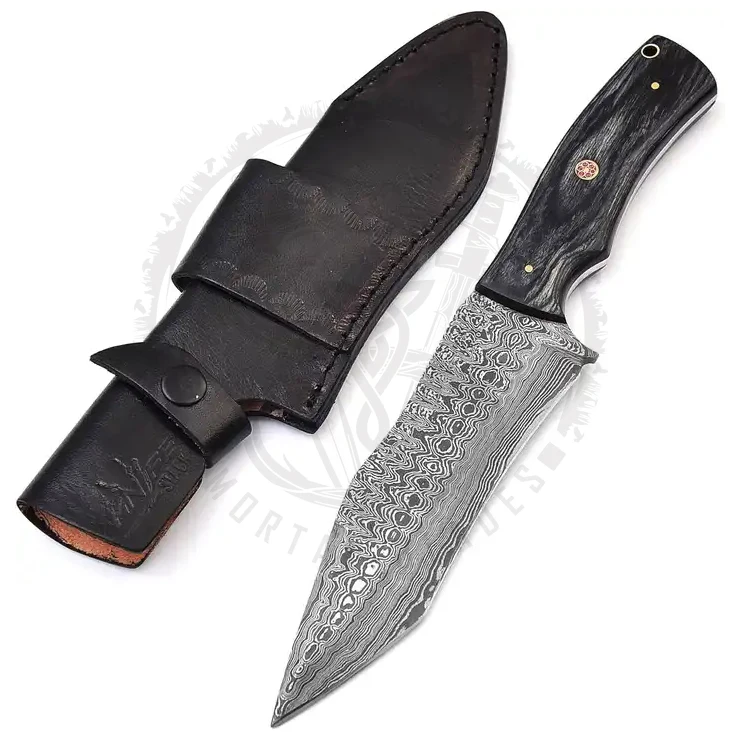Professional Handmade Hunting Knife Fixed Blade Camping Hunting Knife Pakka Wood Handle Outdoor Knives