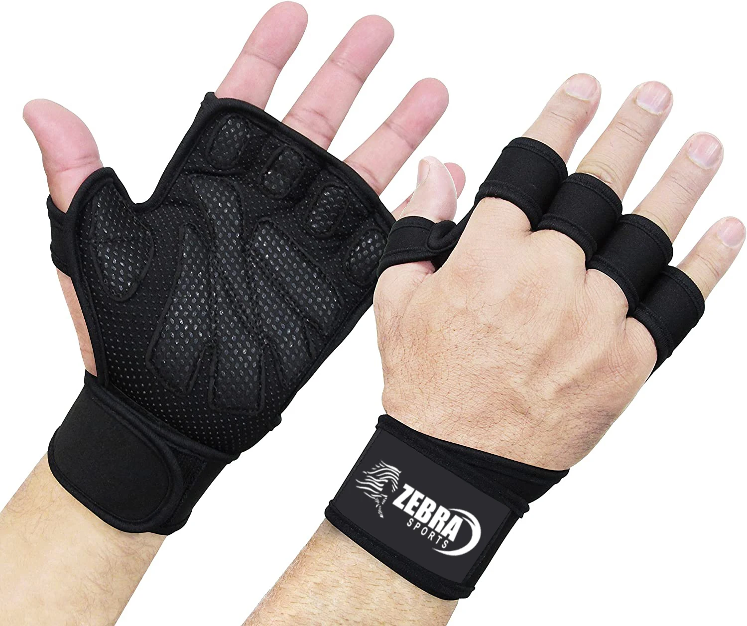 New Ventilated Weight Lifting Gloves with Built-in Wrist Wraps, Full Palm Protection & Extra Grip Great for Pull Ups