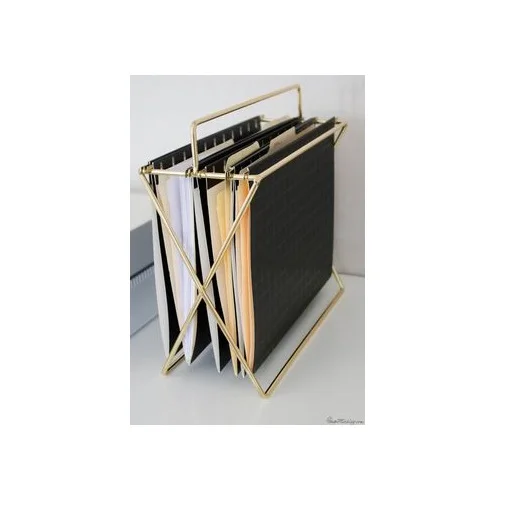 Metal Wire Mesh Magazine And Books Holder Stand Leather and Metal Magazine Rack Holder for Desktop Office Hotel and Restaurant