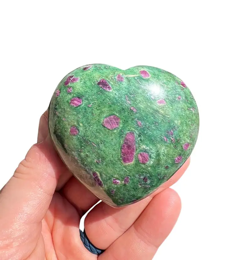 Natural Ruby Fuchsite Puffy Hearts With Nice Little Rubies Polished Ruby Fuchsite Crystal Hearts Fengshui Decoration And Gifts