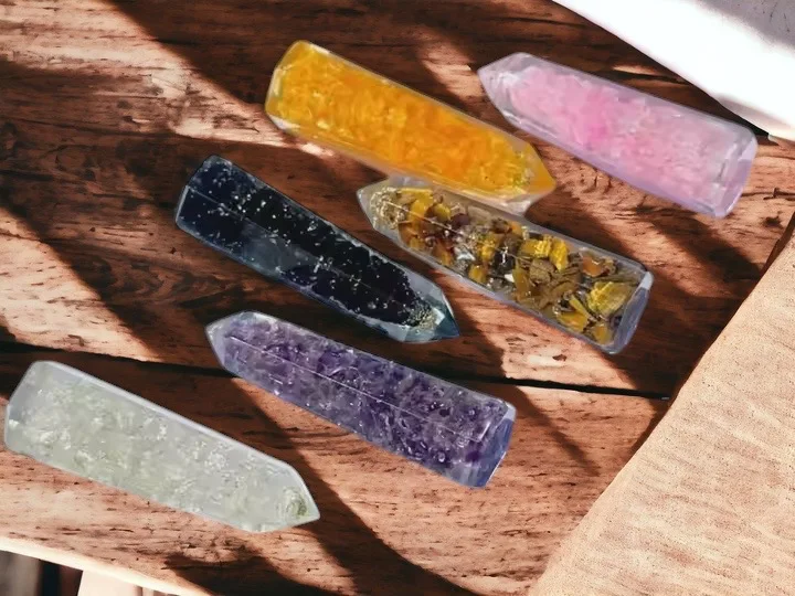 Top Selling 6 Faceted Amethyst Orgonite Wand Crystal Energy Quartz Agate Gemstone Chips Natural Wholesale Massage Healing